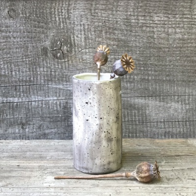 Small Porcelain Cylindrical Vase with Speckled Glaze